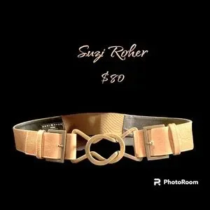 Suzi Roher vintage style copper and black leather belt with linking buckles Suzi Roher Vintage Style Copper and Brown Leather Belt with  main image 4